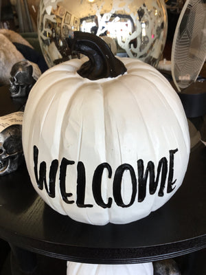 Halloween White Resin Pumpkin Holiday Item