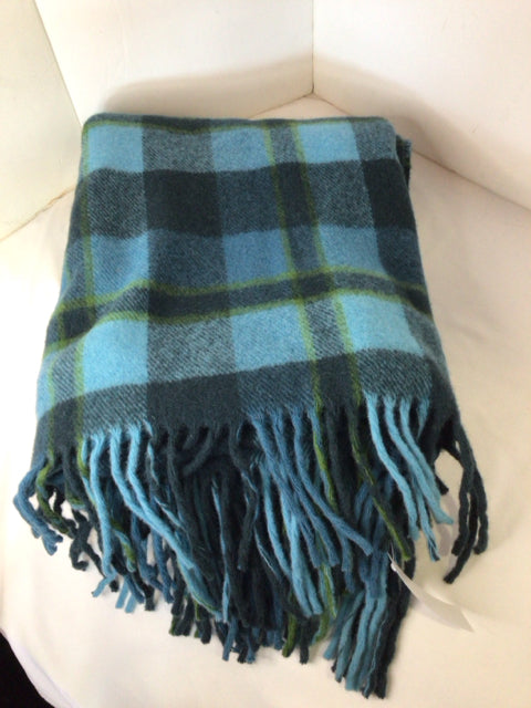Blue/Green Wool Plaid Throw