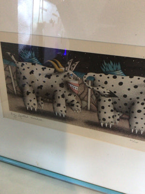 Signed Blue/Multi Framed Art