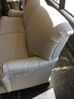 Ethan Allen Tight Back Chevron Gold Sofa