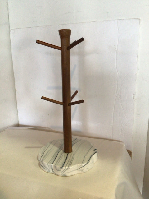 White/Gray Wood Mug Holder