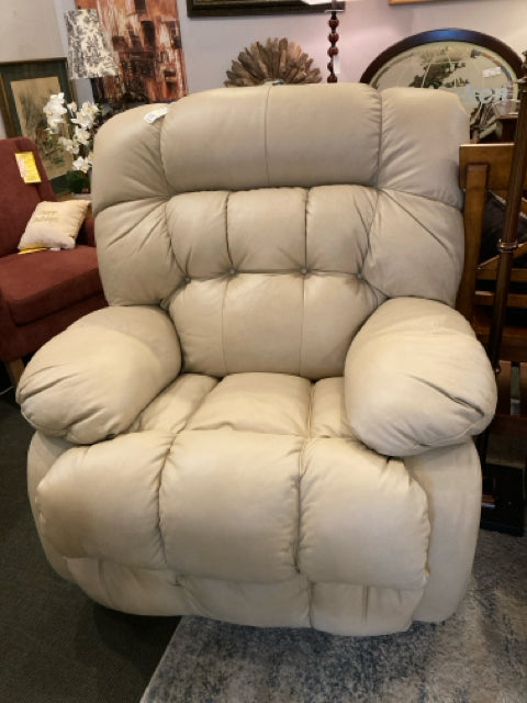 Bison Commerce LLC Recliner Leather Cream Chair APPMNAZJ