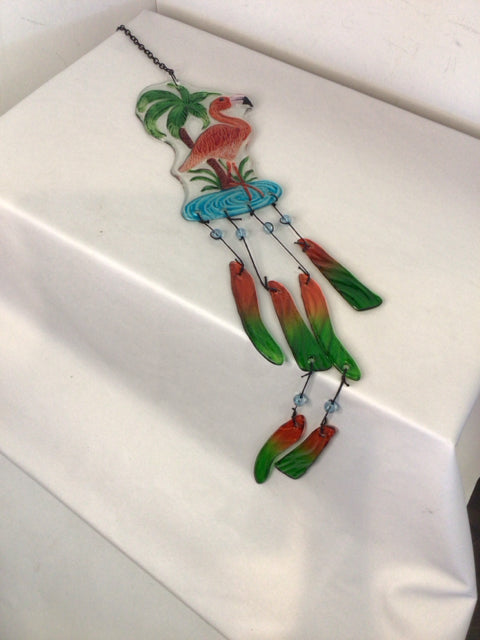 Blue/Pink Glass Flamingo Wind Chime