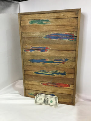 Folding Wood Weathered Tray Multi-Color Table