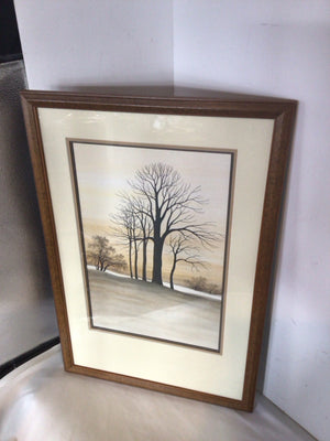 Yellow/Black Landscape Tree Framed Art