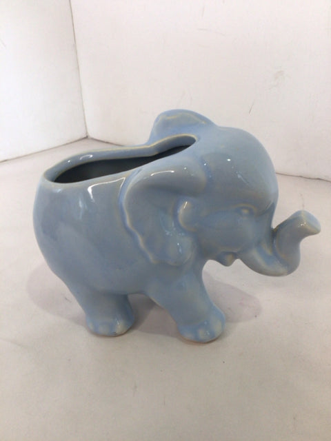 Blue Ceramic Elephant Planter