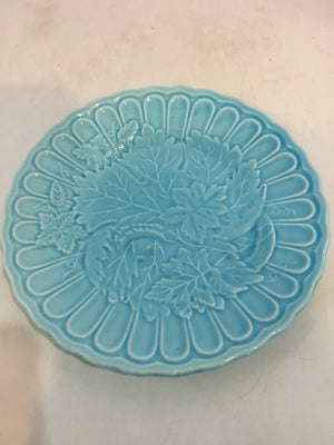 Decorative Blue Ceramic Leaves Plate