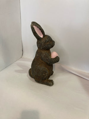 Easter Black/Pink Resin Glitter Bunny Figurine