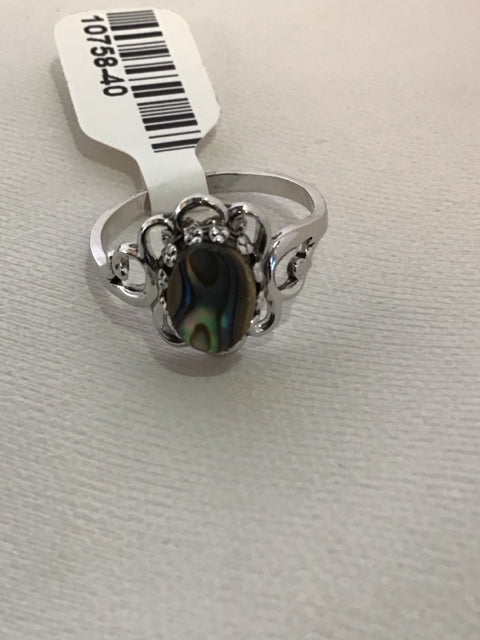 Silver Round Opal Ring