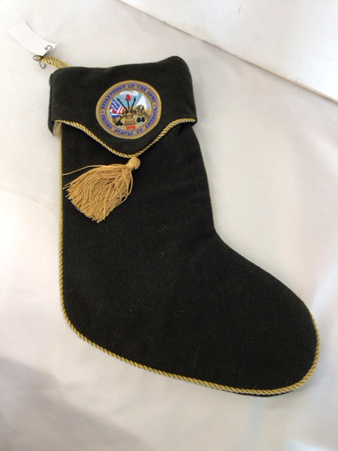 Stocking Green/Gold Wool Arm Holiday Item