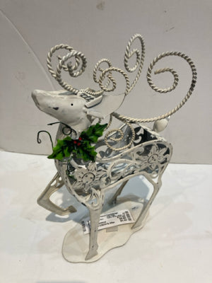 Votive White Metal Cut Outs Reindeer Holiday Item