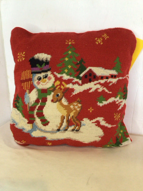 Pillow Red Snowman Holiday Item