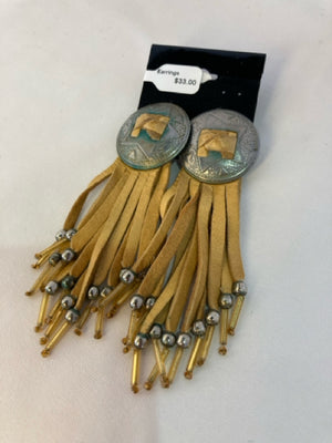 Leather Silver Concho Earrings