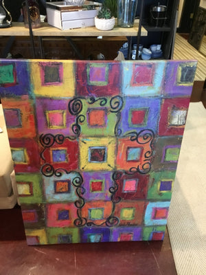 Modern Multi-Color Squares Stretch Canvas Art