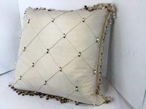 Cream Satin Tassel Cushion