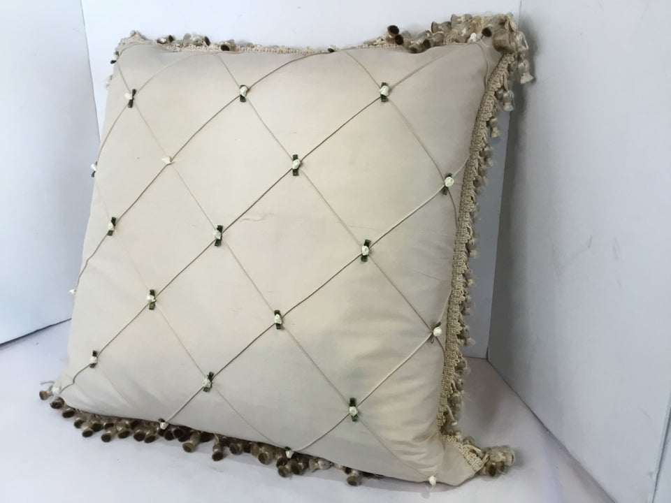 Cream Satin Tassel Cushion