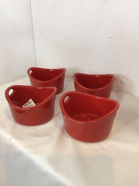 Rachel Ray Set of 4 Red Ceramic Bowl Set