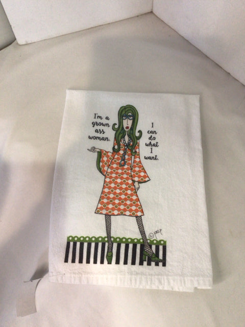 Kitchen White Cotton Person Words Towel