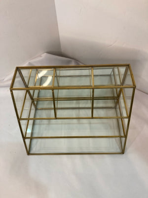 Desk Gold Metal/Glass Tiered Shelf