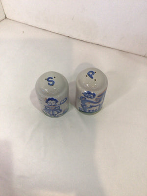 Hadley Pair Gray/Blue Ceramic Horses Salt & Pepper