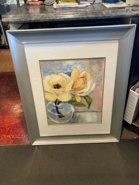Still Life Blue/Yellow Floral Framed Art