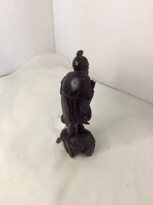 Asian Brown Wood Carved Figure Sculpture