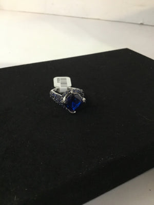 Sterling Silver Blue Rhinestone Ring