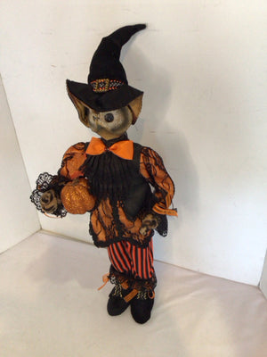 Halloween Black/Orange Polyester Owl Figure Holiday Item