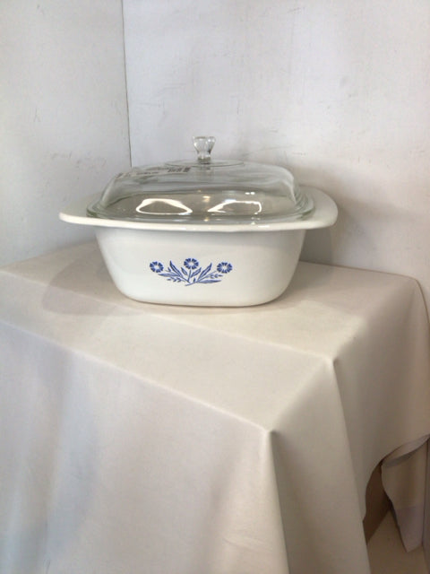 Corningware Dutch White/Blue Glass Flowers Dish