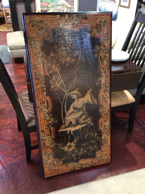 Oriental Wood Person Black Wall Decoration Art