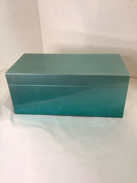 Wood Lidded Teal Box