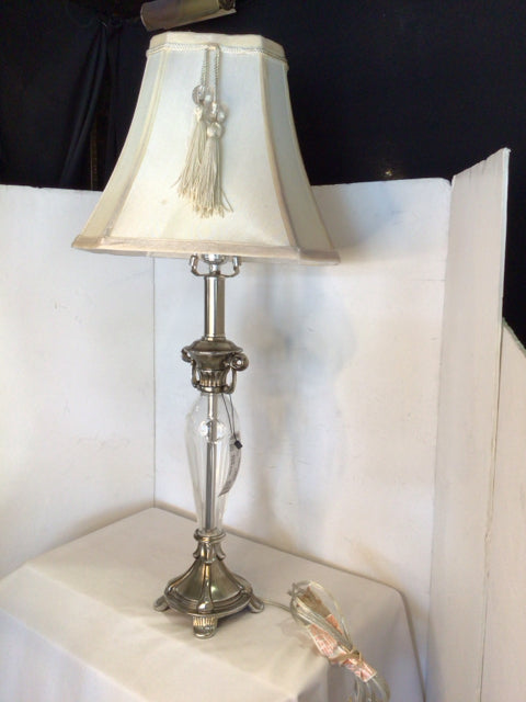 Silver Metal/Glass Lamp