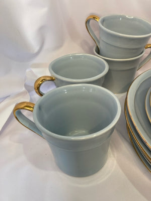 Set of 4 Blue Ceramic Dish Set