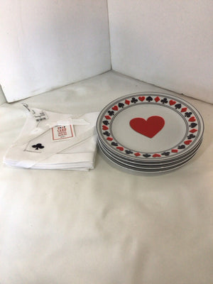 Godinger Cards White/Black w/Napkins Plate Set