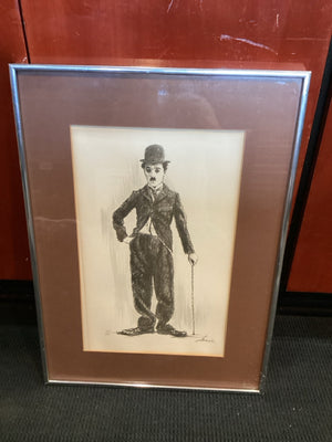 Signed Brown/White Charlie Chaplin Framed Art