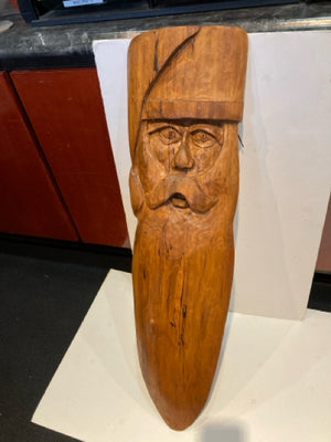 Original Totem Natural Wood Santa Face Holiday Item