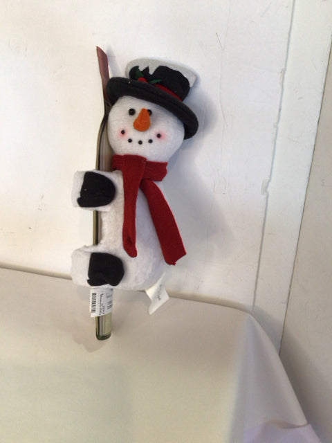 Wine Cover White/Black Cotton Snowman Holiday Item
