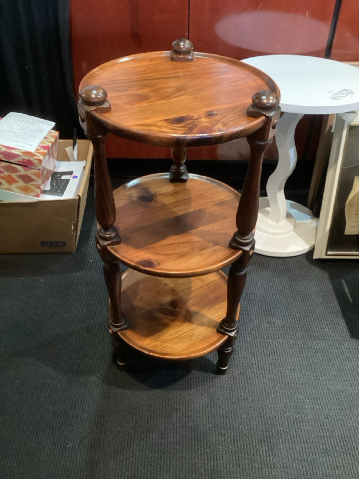 Tiered Wood Brown Table