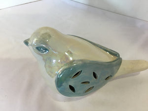 Cream/Aqua Bird Figurine