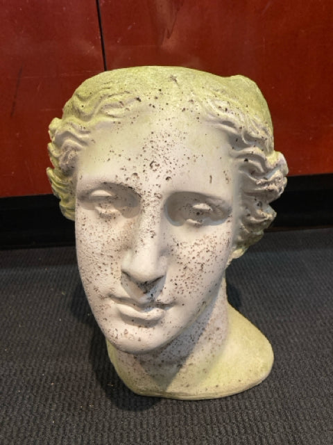Indoor/outdoor White/Green Concrete Head Planter