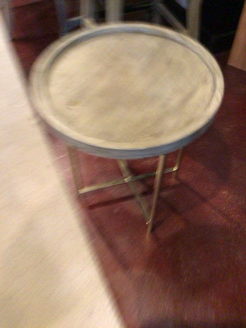 Folding Gray Wood/Metal On Stand Tray