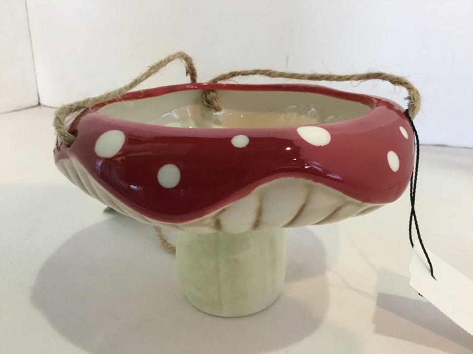 Red/White Ceramic Mushroom Planter