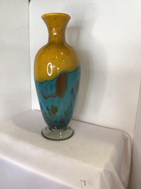 Yellow/Blue Glass Vase