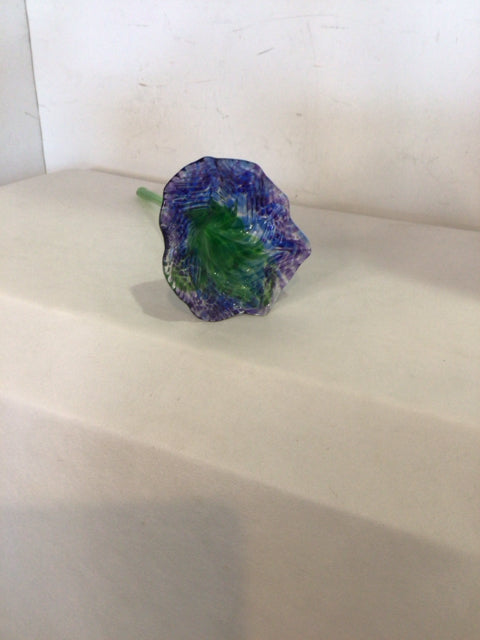 HandBlown Green/Blue Glass Flower Figurine