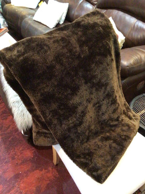 Brown Faux Fur Bordered Throw