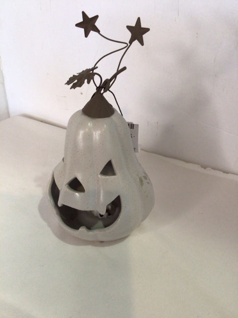 Gray Ceramic Jack o'Lantern Light up Holiday Item