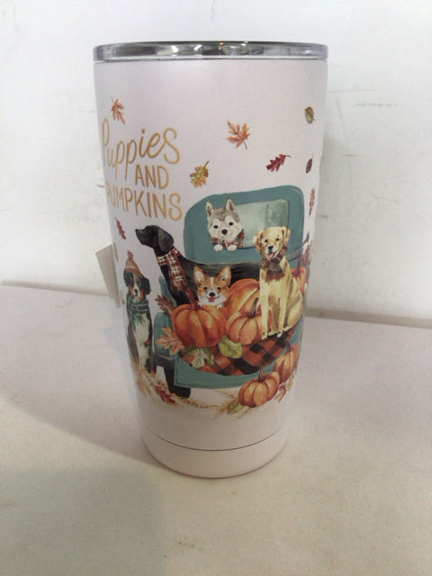 Travel White/Multi Stainless Steel Dogs Mug