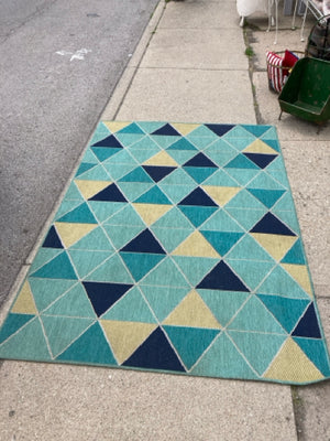 Outdoor/Outside Olefin Teal/Blue Rug