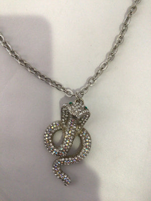 Silver Snake Rhinestone Necklace