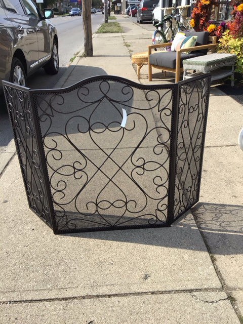 Black Metal Folding Fireplace Screen